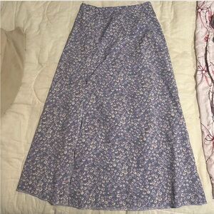 Floral Maxi Skirt in Blue and White